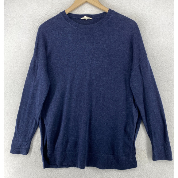 EILEEN FISHER Sweater XXS Tunic Organic Cotton Jumper Side Slit Blue - Picture 1 of 11